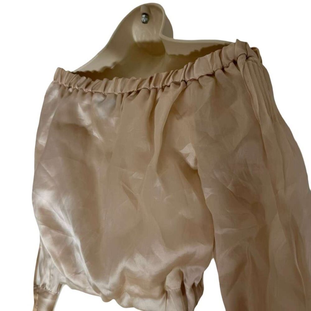 J Crew Collection Womens Pale Pink Off The Shoulder Crop Top Silk Lined sz 4 - Picture 7 of 16